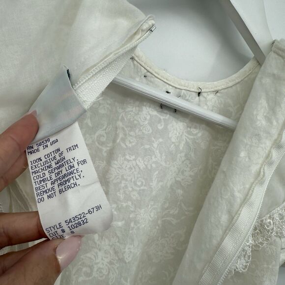 Kokomo Kids Vintage White Floral Collared Dress Girls Size 8 Coquette Bow USA - Picture 11 of 11